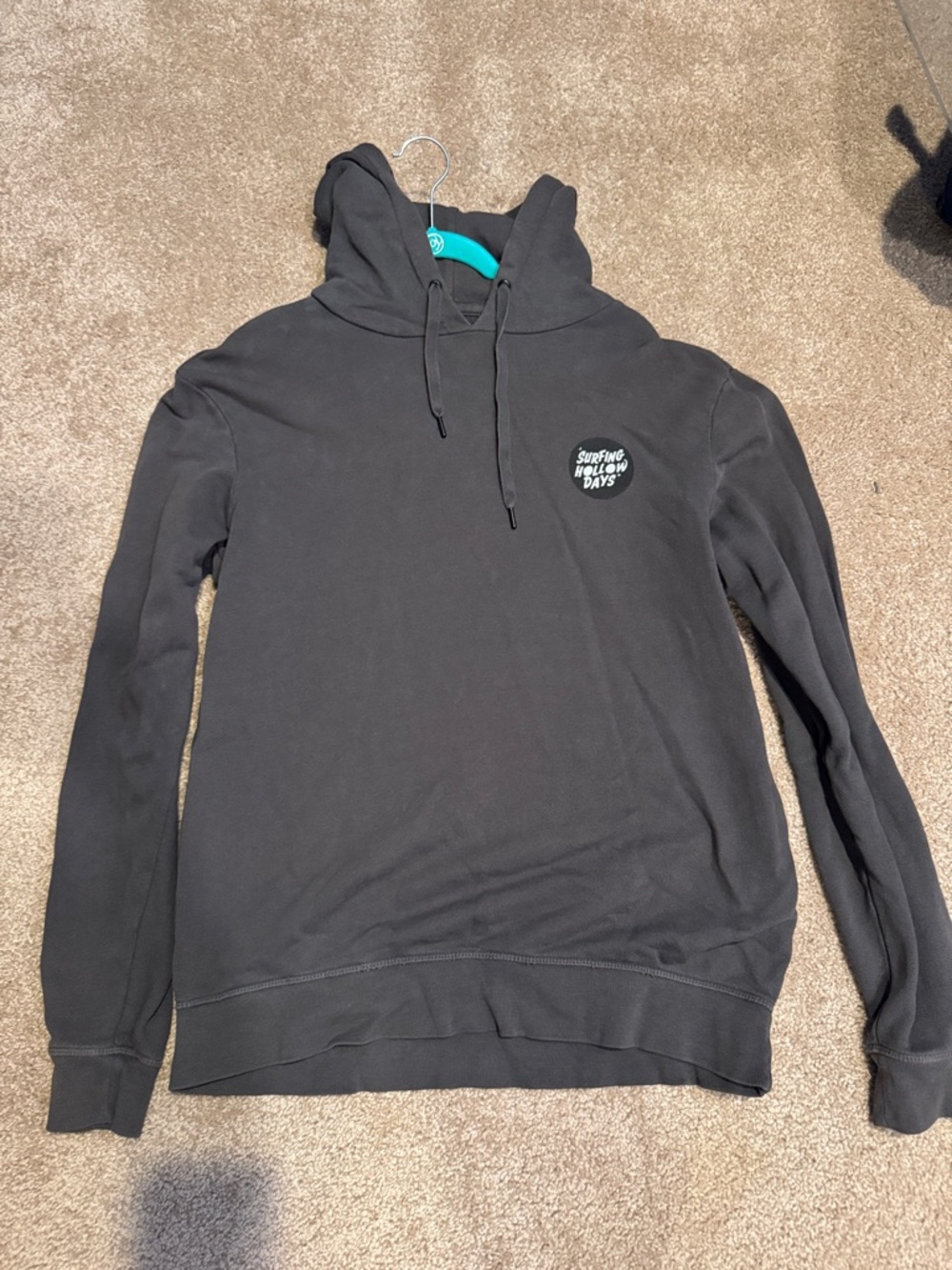Outerknown Black Hooded Pullover with Chest Graphic